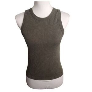 C&C CALIFORNIA ARMY GREEN RIBBED TANK TOP SZ. M/L RUNS SMALL EXCELLENT USED COND